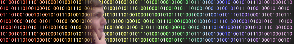 a image of a boy's face through binary